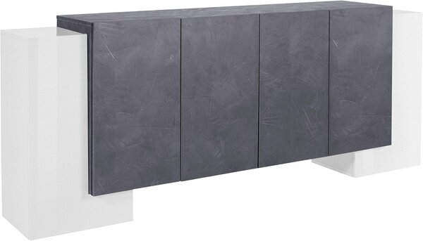 Credenza 2 + 4 Ante 210x45x85 cm Pillon Bianco Lucido e Ardesia
