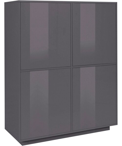 Credenza 4 Ante 100,1x41,4x126 cm Bloom Grigio Antracite Laccato Lucido