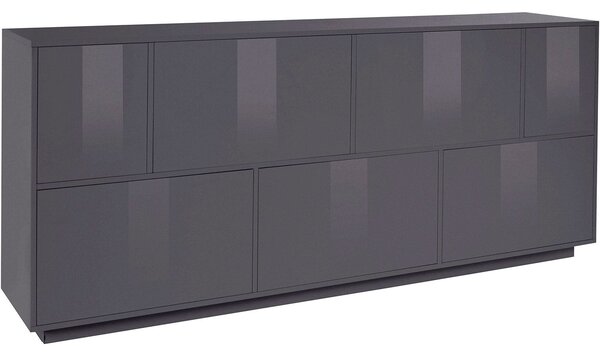 Credenza 7 Ante 200x41,4x86 cm Bloom Grigio Antracite Laccato Lucido