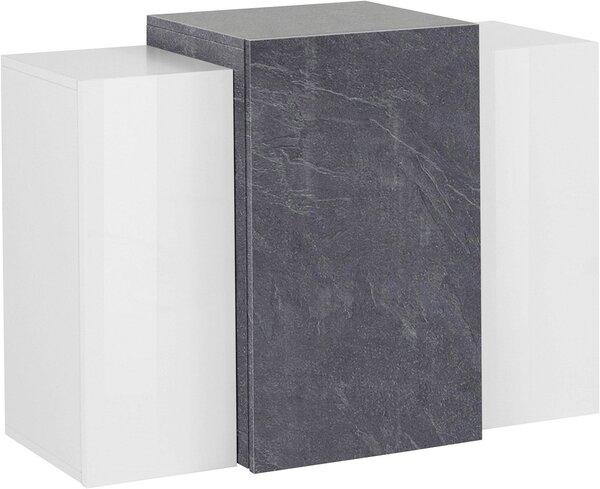 Pensile 3 Ante 90x38x65,5 cm Coro Bianco Lucido e Ardesia