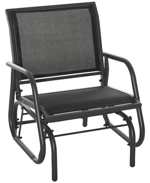 Outsunny Sedia a Dondolo Giardino Metallo e Tessuto Traspirante, Design Elegante, 75x66x85cm - Nero e Grigio Scuro|Aosom