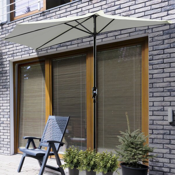 Outsunny Ombrellone da Parete per Esterni in Poliestere Impermeabile Anti UV 269x138x236cm Bianco|Aosom