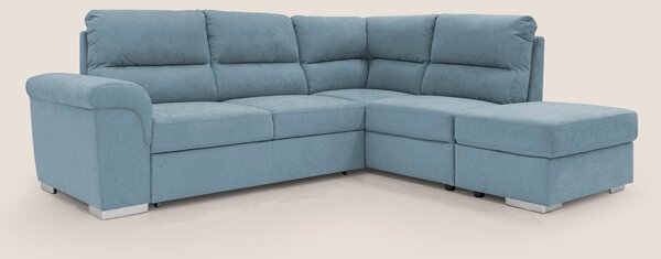Minerva divano angolare con estraibile a cassettone e pouf contenitore