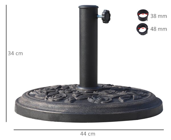 Outsunny Base Ombrellone Rotonda da Giardino in Resina Ø44 × 33cm|Aosom