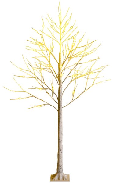 Costway Albero artificiale illuminato 180cm con 96 luci LED calde e bianche, Albero di betulla per Natale Pasqua Bianco