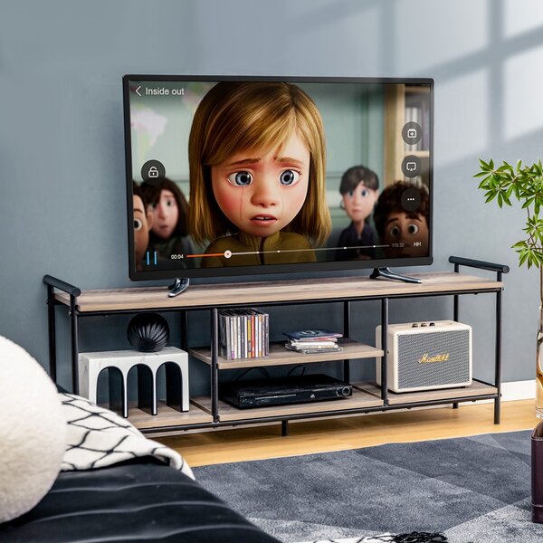 Costway Porta TV per televisori fino a 60 pollici con ripiani di stoccaggio, Tavolo consolle multimediale a 3 livelli