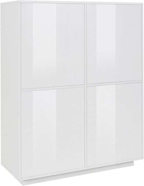 Credenza 4 Ante 100,1x41,4x126 cm Bloom Bianco Lucido