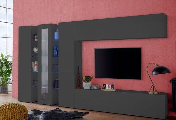 Pensile 1 Anta Vasistas 180x40x30 cm Maruska Grigio Antracite Opaco