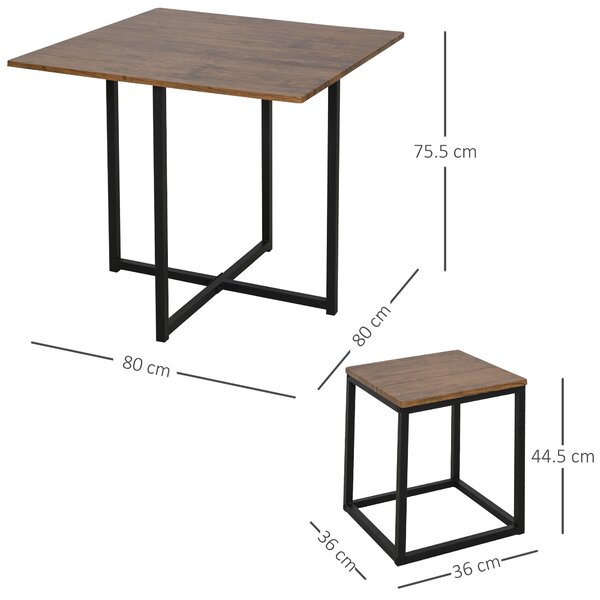HOMCOM Set Sedie Tavolo Sala da Pranzo Moderne da 5 Pezzi Stile Industriale, Tavolo da Cucina con Sedie in Legno e Metallo, Nero e Legno | Aosom Italy
