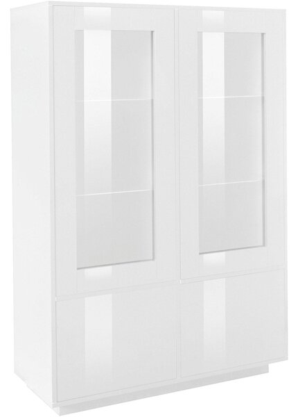 Mobile Vetrina 4 Ante 100,1x41,4x146 cm Bloom Bianco Lucido