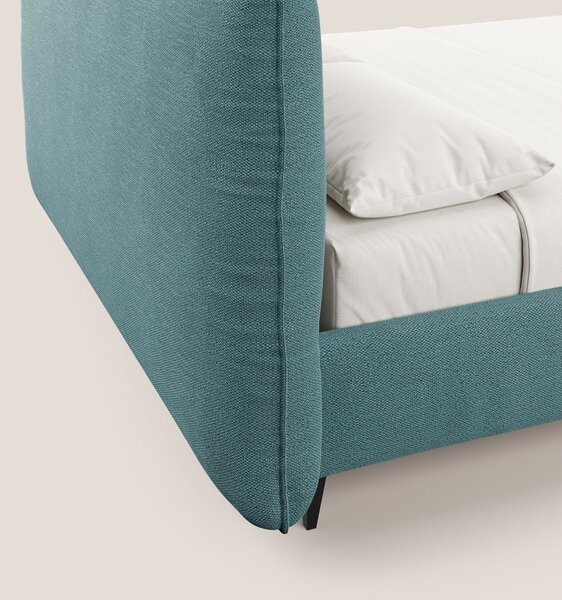 EROS letto imbottito in piuma con vano contenitore in pregiato e fresc