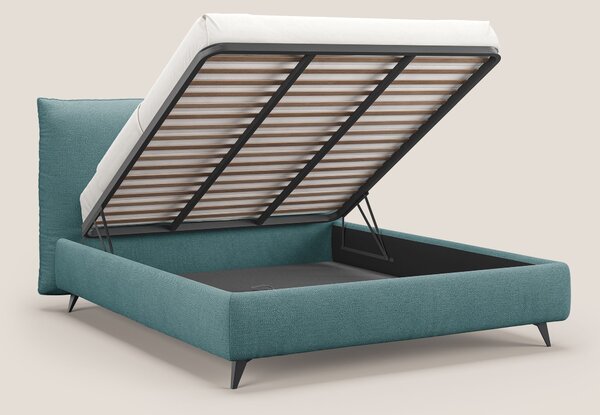 EROS letto imbottito in piuma con vano contenitore in pregiato e fresc