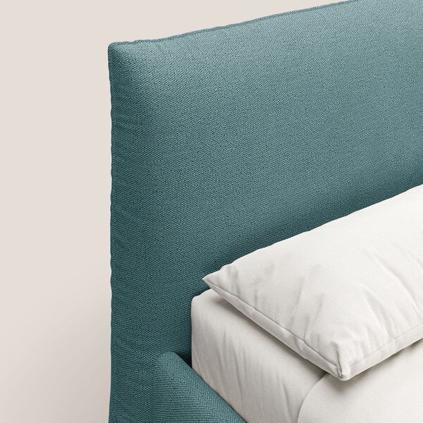 EROS letto imbottito in piuma con vano contenitore in pregiato e fresc