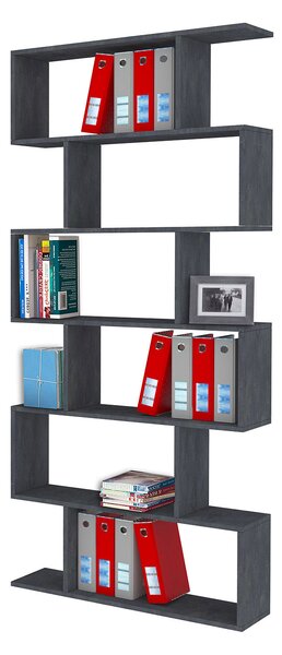 Libreria Moderana 80x24,6x191,8 cm Calli Bianco Lucido e Ardesia