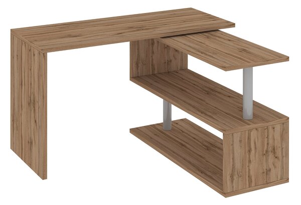 Scrivania con Gamba ad S Girevole 120/65x50x75 cm Volta Quercia Wotan
