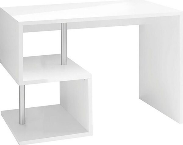Scrivania con 2 Ripiani 100x50x77,5 cm Esse Bianco Lucido