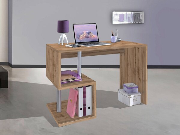 Scrivania con 2 Ripiani 100x50x77,5 cm Esse Quercia Wotan