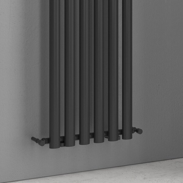 Kamalu radiatore bagno 1800x420 mm colore nero opaco 6 elementi verticali kam-369n