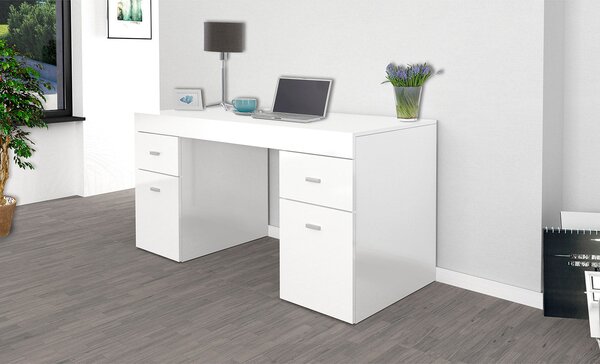 Scrivania 2 Ante 2 Cassetti 130x60x75 cm Sliding Larice bianco