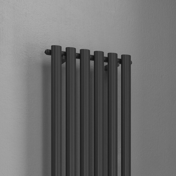 Kamalu radiatore bagno 1800x420 mm colore nero opaco 6 elementi verticali kam-369n