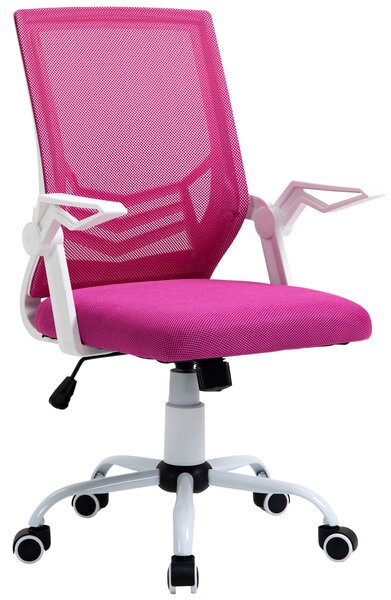 Vinsetto Sedia da Ufficio Ergonomica con Braccioli e Supporto Lombare, Poltrona Ufficio Girevole e Altezza Regolabile in Tessuto Rosa|Aosom