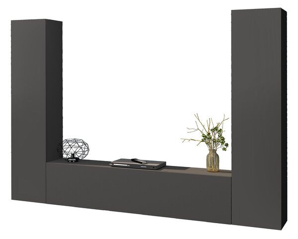 Parete Attrezzata Soggiorno 260x30x180 cm Maruska n°11 Grigio Antracite Opaco