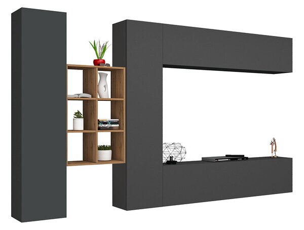 Parete Attrezzata Soggiorno 320x30x180 cm Maruska n°20 Grigio Antracite Opaco