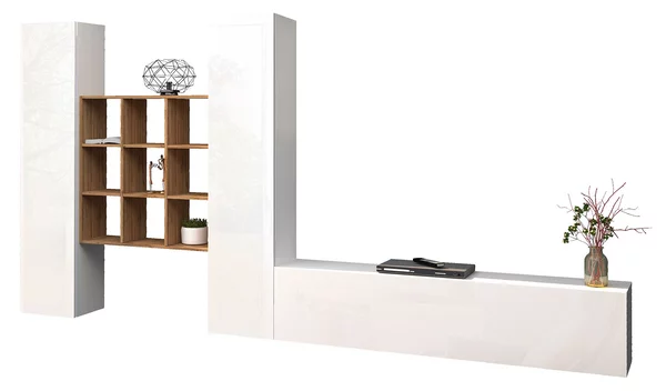 Parete Attrezzata Soggiorno 350x30x180 cm Maruska n°30 Bianco Lucido