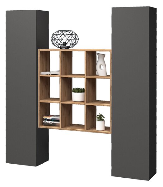 Parete Attrezzata Soggiorno 170x30x180 cm Maruska n°31 Grigio Antracite Opaco