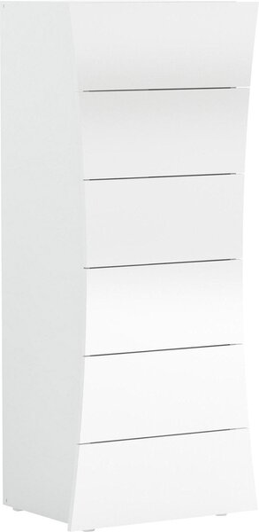 Mobile Cassettiera 6 Cassetti Settimino 52x40x121,7 cm Arco Bianco Lucido