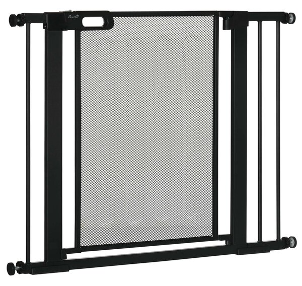 Cancellino per Cani Estensibile a Pressione con Chiusura Automatica 75-103x76 cm in Acciaio e ABS Nero