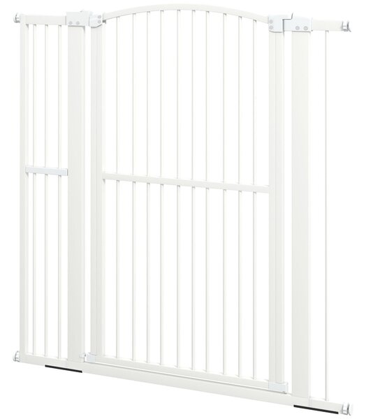 Cancellino per Cani Regolabile con 2 Estensioni 77-105x120 cm in Acciaio e Doppio Blocco Bianco