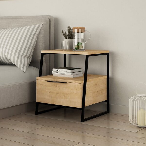 Comodino con ripiani in colore naturale Pal - Kalune Design