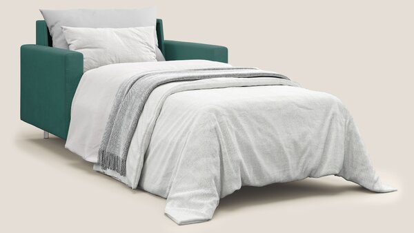 Megan poltrona letto in microfibra smacchiabile T11 petrolio