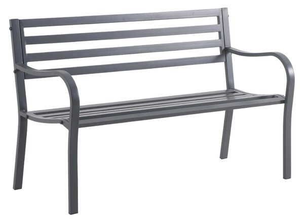 Panchina da giardino Park con braccioli 3 posti in acciaio con seduta in acciaio grigio / argento
