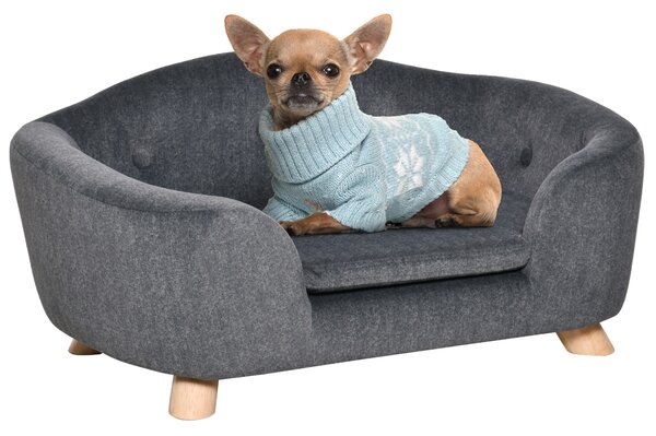 PawHut Cuccia per Cani di Taglia Piccola (Max 10kg) con Cuscino Lavabile, 70x47x30cm - Grigio Antracite|Aosom