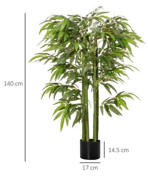 HOMCOM Pianta Finta Bambù in Vaso 140cm per Interno ed Esterno, Bambù Artificiale e Realistico con 336 Foglie|Aosom
