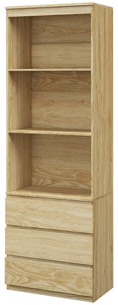 Mobile Libreria con 3 Ripiani e 3 Cassetti 60x35x180 cm in Legno Rovere