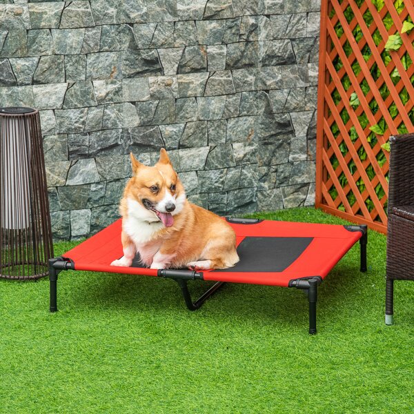 Lettino per Cani Grandi Rialzato con Tessuto a Rete 91,5x76,2x18 cm Peso Massimo 30kg Rosso