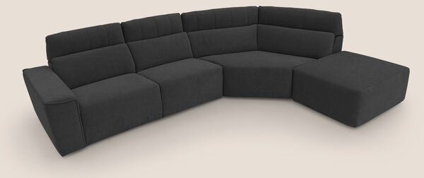 Clark Divano angolare con opzione relax elettrico in tessuto smacchiab
