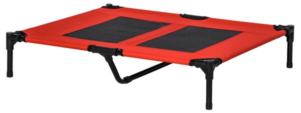 Lettino per Cani Grandi Rialzato con Tessuto a Rete 91,5x76,2x18 cm Peso Massimo 30kg Rosso