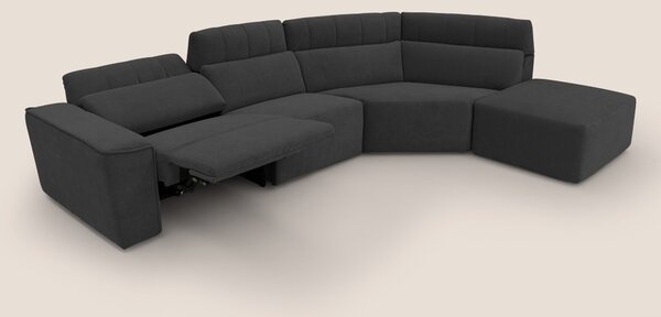 Clark Divano angolare con opzione relax elettrico in tessuto smacchiab