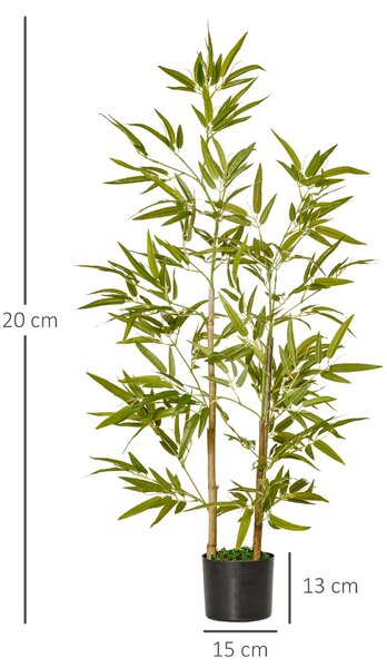 HOMCOM Pianta di Bambù Artificiale 120cm, Vaso Incluso, 336 Foglie, Decorazione Realistica per Interni/Esterni|Aosom