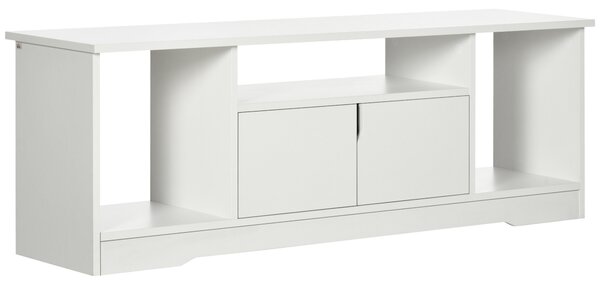 HOMCOM Mobile Porta TV Fino a 45'' con Armadietto e Ripiani Aperti, Mobiletto per Salotto e Soggiorno in Legno, 120x30x41cm, Bianco|Aosom