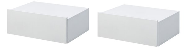 HOMCOM Set 2 Comodini Sospesi per Camera, Comodini Moderni con Fissaggio a Parete, in Legno Bianco, 40x30x15cm|Aosom