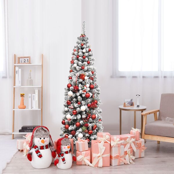 Costway Albero di Natale 180 cm con 250 luci LED calde, Abete artificiale innevato illuminato
