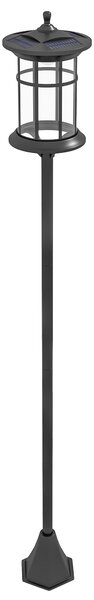 Lampione Solare da Giardino con Luce LED Bianco Freddo e IP44 H184 cm in Acciaio Inox e ABS Nero