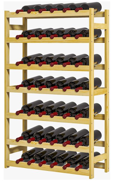 Scaffale Portabottiglie a 7 Livelli per 42 Bottiglie di Vino 63x25x102 cm Legno di Pino Naturale