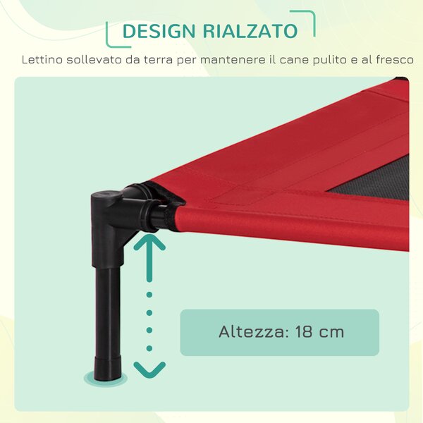 PawHut Cuccia Estiva Brandina per Cani da Esterno e da Interno, Lettino per Animali Domestici Rosso 76x61x18cm|Aosom