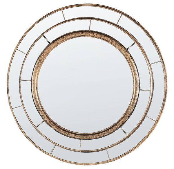Specchio da parete rotondo in materiale sintetico color oro 40 cm stile moderno Beliani